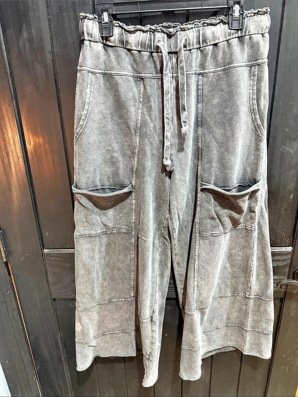 Easel Wide Leg Cargo Pants Gray Size Medium